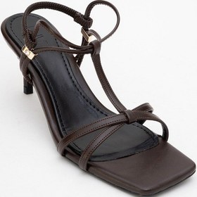 Resim Luvi Shoes Gıbson Kahverengi Kare Burunlu Kadın Topuklu Sandalet Kahverengi 