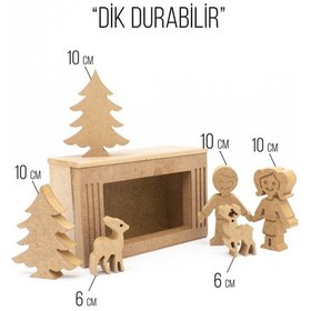 Resim Na Neşeli Ahşap Yılbaşı Dekoru Mini Şömine Yılbaşı Süsü Mumluk Yeniyıl Süsleme Dekoratif Mini Şömine Kahverengi 