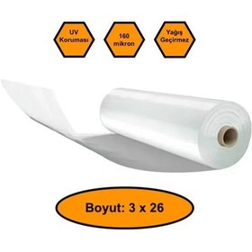 Resim 160 Micron Naylon Örtü, Şeffaf Su Geçirmez Naylon, 3x26 Metre 