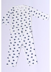 Resim Hçm Bebek Pamuk Pijama Takımı Tenkli Baskılı Bisiklet Yaka A2 Lacivert 