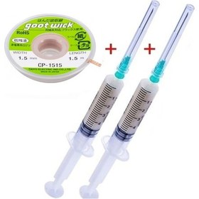 Resim Goot Wick Cp-2015 Örgülü Lehim Sökme Teli 1,5 Mm X 1,5 Mt Fluk Lehim Toplama Set01 
