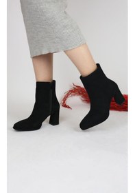 Resim Paris Siyah Süet Klasik Topuklu Bot-siyah Siyah 