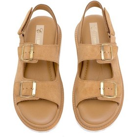 Resim Elit Lexa Kadın Hakiki Deri Düz Sandalet Taba Taba 