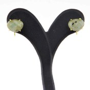 Resim OSMANLI DEĞERLİ TAŞ Sertifikalı Labrodite Doğal Taş Küpe - 10x12mm Açık Yeşil 