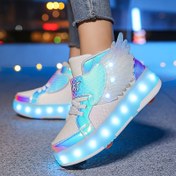 Resim 2025 Yeni Gelen - Çocuklar için LED Işıklı, Kanatlı ve Parlayan Paten - Erkek ve Kızlar için Şık Düşük Toplu Spor Ayakkabılar, Tüm Mevsimler için Dış Mekan Spor Ayakkabıları, Fren Fonksiyonu ile Mükemmel Doğum Günleri ve Noel Hediyeleri için, Paten|Bayram Tasarımı|Düşük Toplu Spor Ayakkabıları 