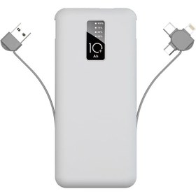 Resim Zore PW-05 Hızlı Şarj Led Göstergeli Micro Lightning Type-C Kablolu Taşınabilir Powerbank 10000mAh - Beyaz 
