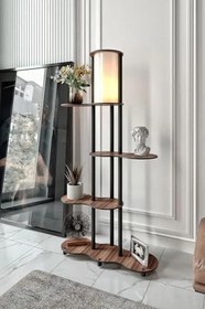 Resim Travers Raflı Lambader (Ceviz) 