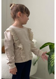 Resim Breeze Kız Çocuk Sweatshirt Güpürlü 1.5-5 Yaş, Bej Bej 