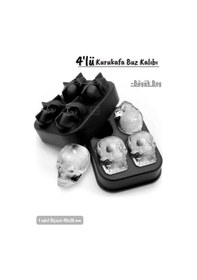 Resim 4 Lü Kuru Kafa Buz Kalıbı Silikon Kurukafa Çikolata Kalıbı Siyah 40x28 Mm Siyah 
