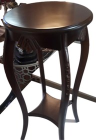 Resim BENGİ TİCARET Fiskos 13904 Çiçeklik Oval Model Kayın Kaplama ve ayak Parlak Ceviz Oyma El Yapım 