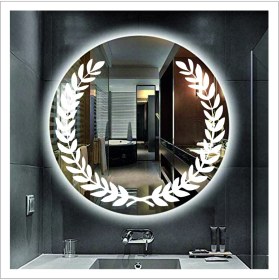Resim Dnr-Mirror50 Cm Beyaz Ledli Tasarım Kumlamalı Banyo Aynası Makyaj Aynası Işıklı Ayna 