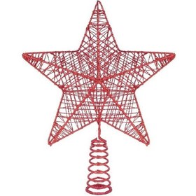 Resim Yılbaşı Ağacı Tepelik - Tel Simli Yaylı Kırmızı, 28 Cm Diğer 