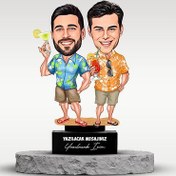 Resim Tatilci Arkadaşlar Karikatürlü Biblo 