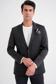 Resim Efor Comfort Fit Çift Yırtmaç Pamuk Karışım Dokulu Siyah Blazer Ceket C 722 
