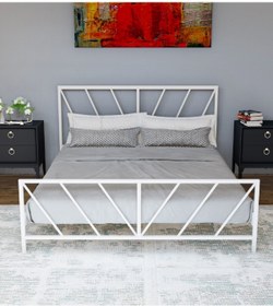 Resim Metalia Gm 227 Gözde Beyaz Çift Kişilik Karyola 140x190 