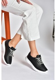 Resim Fox Shoes P540502403 Siyah Hakiki Deri Kadın Spor Ayakkabı Siyah 