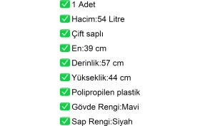 Resim Akdenizpos Tekerlekli Plastik Market Alışveriş El Sepeti 54 Litre Mavi 1 Adet 