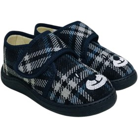 Resim KU&PA SHOES Pas Laci Dinazor Nakışlı Kids Çocuk Unisex Panduf Ayakkabı Cırtlı Kaydırmaz Taban Ev Patiği KP-2010 