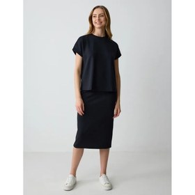 Resim Jimmy Key Yüksek Bel Dar Kesim Örme Modal Kadın Midi Etek (5SW072799) 