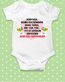 Resim Ayzi Tasarım Dayı Doğum Günü Kutlama Yazılı Bebek Zıbın Body 