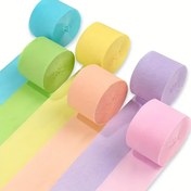 Resim 6 Rulo Pastel Kağıt Şerit - Her Biri 10.0 Metre, Zarif Doğum Günü, Düğün ve Parti Dekorasyonları İçin Yumuşak Renkler, El İşleri, Buketler ve Kutlamalar için Mükemmel 