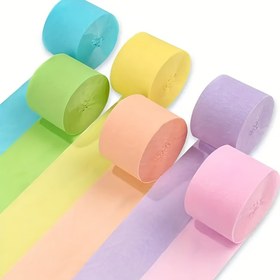 Resim 6 Rulo Pastel Kağıt Şerit - Her Biri 10.0 Metre, Zarif Doğum Günü, Düğün ve Parti Dekorasyonları İçin Yumuşak Renkler, El İşleri, Buketler ve Kutlamalar için Mükemmel 
