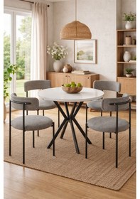 Resim Aris Modern Masa Sandalye Takımı - 4 Kişilik Mutfak Masası Ve Sandalye Seti Gri 