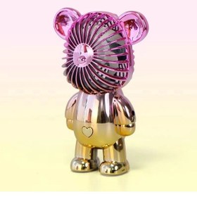 Resim Goldenqian Karikatür Mini Şiddetli Ayı Küçük Fan Kurulumu Üç Hızlı Ayarlanabilir Rüzgar Hızı Usb Şarj Taşınabilir Açık Kamp Golden Pink 