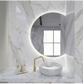 Resim 40x50 Cm Yuvarlak Led Banyo Aynası Dokunmatik, Dim Edilebilir, 6500k Beyaz Işık Beyaz 