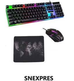 Resim SNEXPRES Klavye Mouse Mause Pad Kablolu Rgb Aydınlatmalı Set Gamer Pc Oyun Seti 3in1 