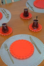 Resim Glore Solid Nar Çiçeği Wavy 18prç Pasta Tea Time 