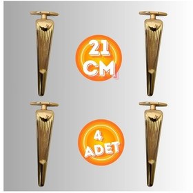 Resim 21 Cm Metal Klas Koltuk Ayağı Mobilya Ayağı Ünite Ayağı Konsol Ayağı Puf Berjer Ayağı 4 Adet Gold 