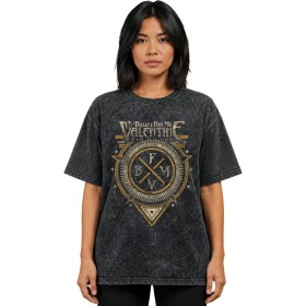 Resim Sevbano Bullet For My Valentine Rock Metal Müzik Grubu Baskılı Unisex Oversize Vintage Yıkamalı Tişört 