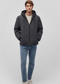 Resim Mavi - Kapüşonlu Antrasit Şişme Mont 0110352-86803 Gri 