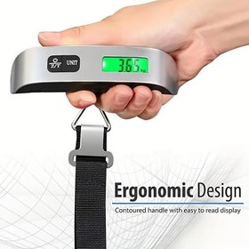 Resim 1 adet Dijital 50kg/110lb Taşınabilir Bagaj Tartısı - Gümüş Gri, Minimalist, Plastik, Şarj Yok, LCD Ekranlı, Seyahat için, Bavullar, Çantalar 