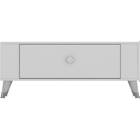 Resim 1377dd Retro-1 Tv Sehpası Beyaz - Gümüş 