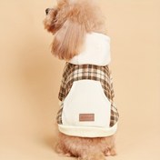 Resim Rahat Ekose Evcil Hayvan Kapüşonlu Sweatshirt - Makinede Yıkanabilir, Polyester Karışımı, Küçükten Büyük Köpeklere Uygun Çıtçıt Kapatma 