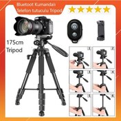 Resim Cep Telefonları İçin Bluetooth Kumandalı Çantalı 175cm Tripod 