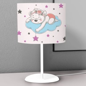Resim instababyrooms Yıldız Bebek Ayı ve Bulut Desenli Çocuk Odası Dijital Baskılı Çocuk Odası Masaüstü Abajur Avize 