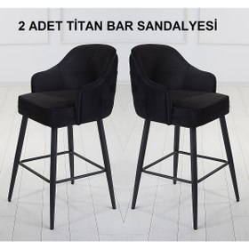 Resim Pİ MOBİLYA 2 Adet Titan Ada Mutfak Ve Bar Sandalyesi - Bar Taburesi - Silinebilir Babyface Kumaş - Metal Ayak 