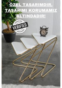 Resim Faymend Bumerang 3lü Sehpa 'gold Beyaz' Gold Beyaz 