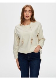 Resim Faik Sönmez Relax Modallı Kemik Aksesuar Detaylı Sweatshirt W26swt011 Uw26swt01172 Taş 