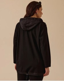 Resim Gala-xi Kadın Oversize Kapüşonlu Minimalist Ceket - Günlük Kullanım Siyah 