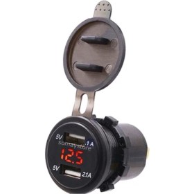 Resim Goldsea Marin Pano Tipi Voltmetreli 2'li USB Giriş 5V 1A ve 5V 2,1A Çıkış Kulaksız 30 mm 