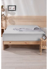 Resim Nordqueen %100 Pamuk Tek Kişilik 120x200 Lastikli Çarşaf Gri 