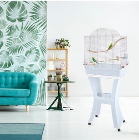 Resim Imac Matılde Ayaklı Kuş Kafesi Mavi/gümüş 58x38x71/143cm 