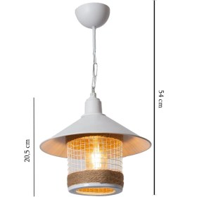 Resim Şapkalı Modern Halatlı Beyaz Tekli Sarkıt-Salon-Mutfak-Balkon-Çocuk Odası-Oturma Odası-Giriş-Antre 