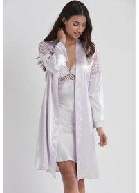 Resim Pierre Cardin 6'lı Saten Gecelik Sabahlık Çeyiz Seti 6955 Viola 001 