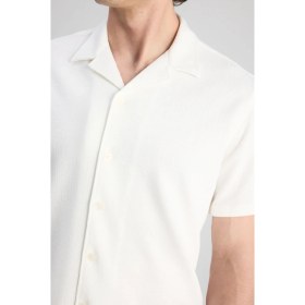 Resim Twn Slim Fit Beyaz Armürlü Gömlek 