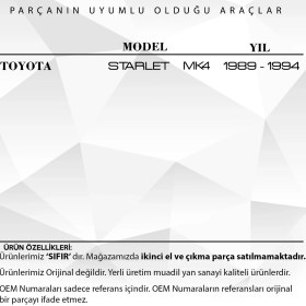 Resim Alpha Auto Part Toyota Starlet Mk4 Için Kontak Şaft Kilit Silindir Mili NO:121 